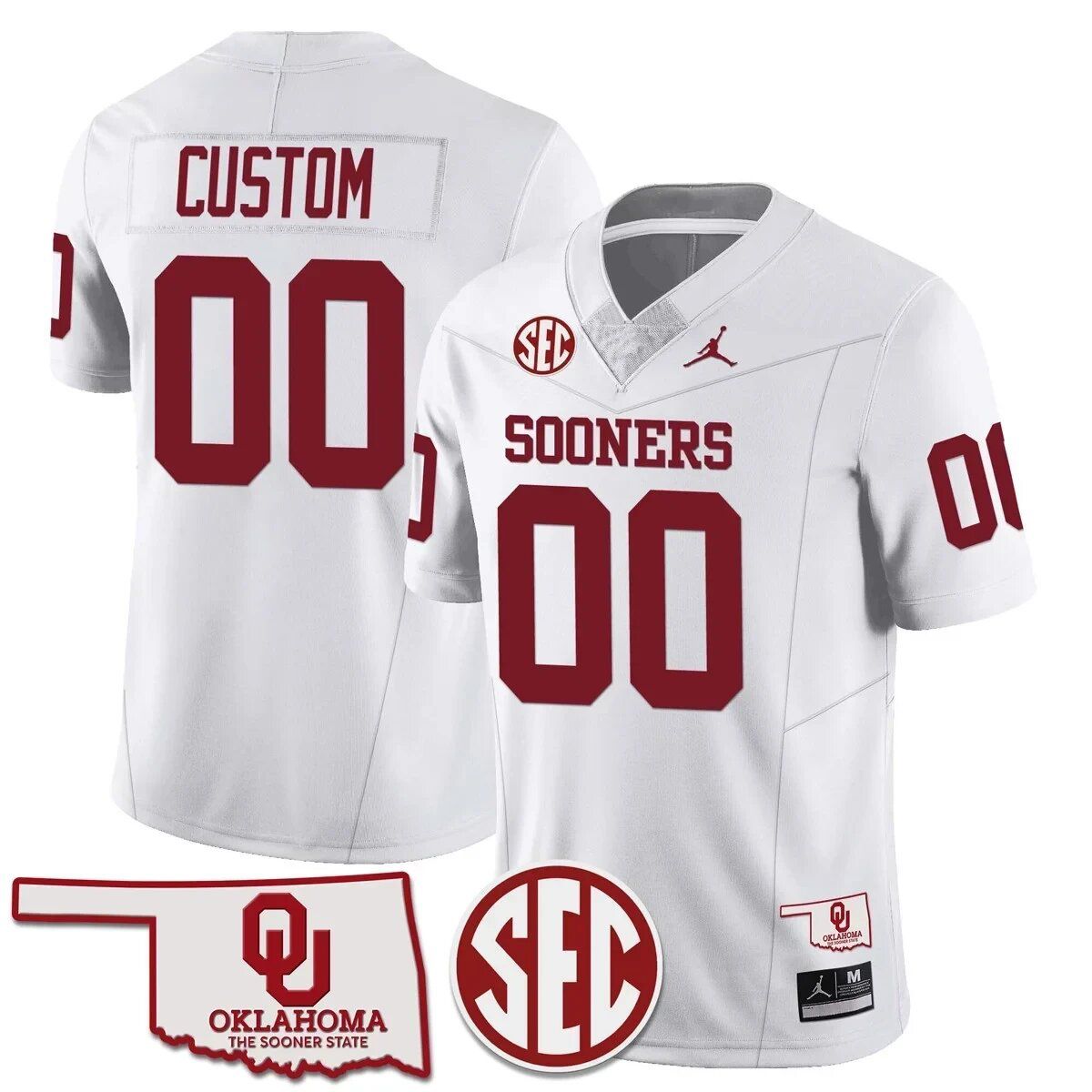 Men Oklahoma Sooners White 2024 SEC Patch Vapor Premier Limited Custom NCAA Jersey->customized ncaa jersey->Custom Jersey